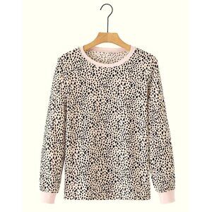 Animal Spotted Print Round Neck Long Sleeve Top 2XL (3737)